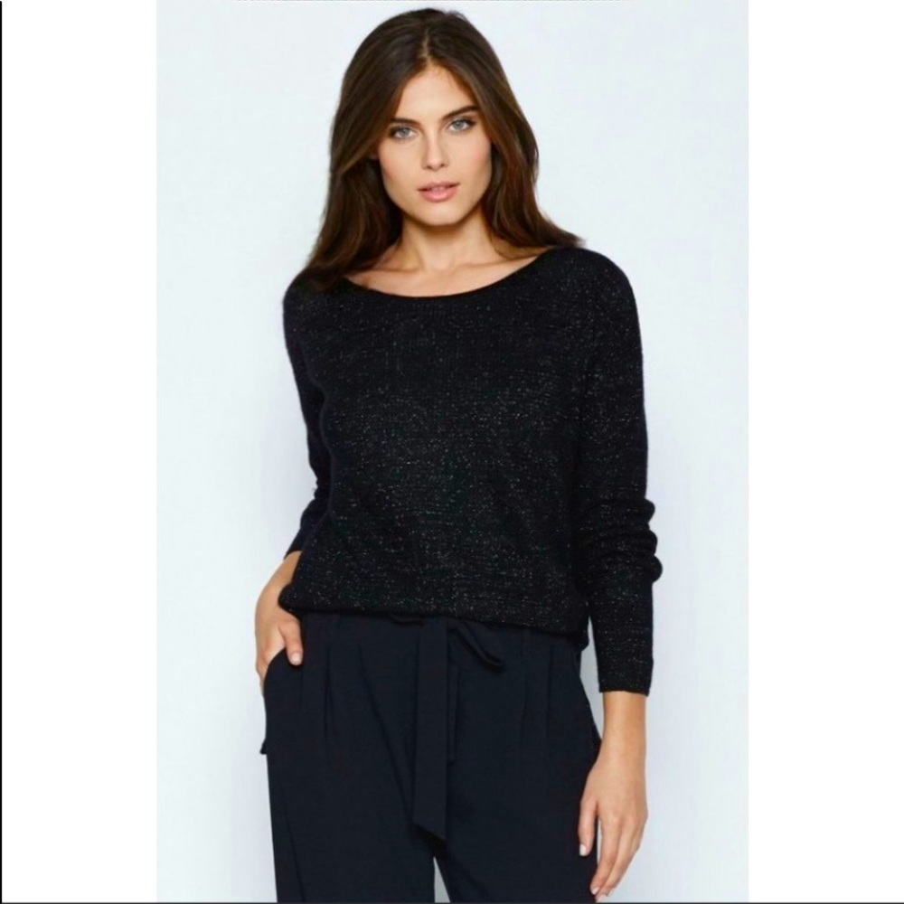Joie - Black & Gold Sparkle Pullover Sweater W/ Pointed Hem Sz S